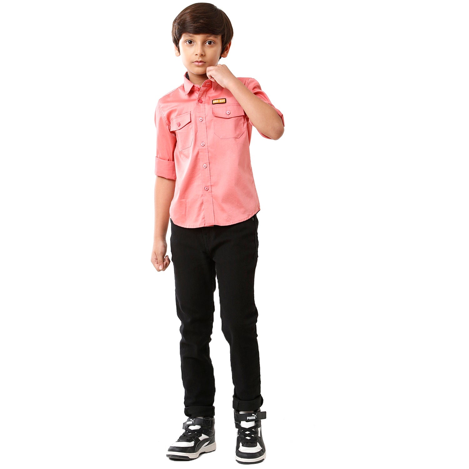 Classic Polo Bro Boys Solid Full Sleeve Slim Fit Pink Color Shirt - BBSH S2 38 A Shirts Classic Polo 