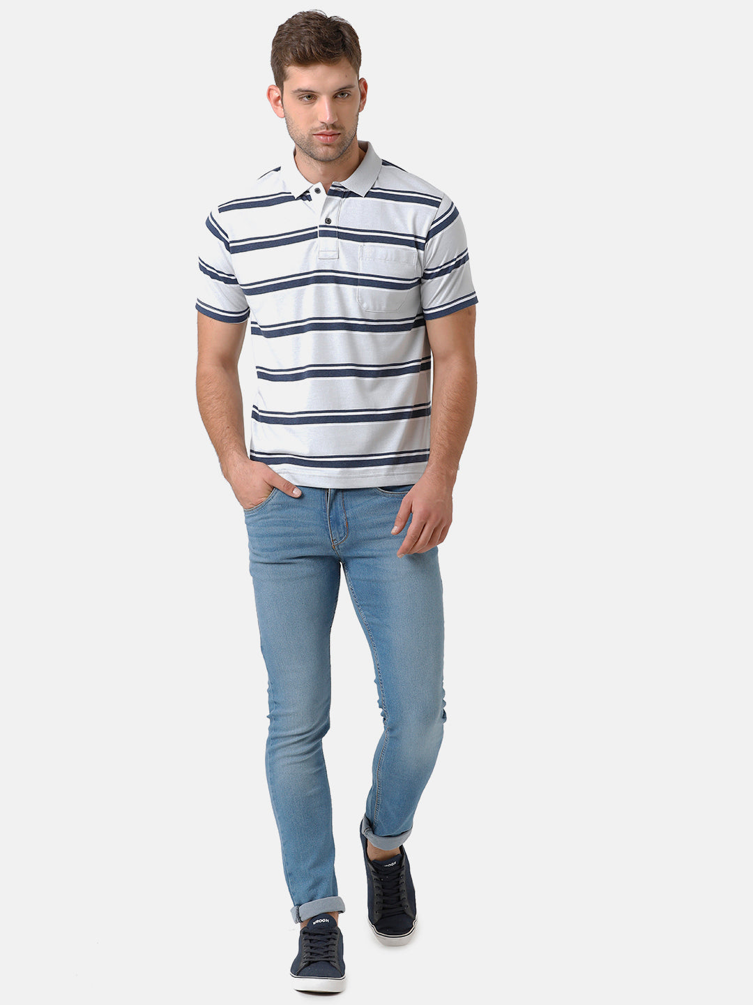 Classic Polo Mens Cotton Half Sleeve Striped Authentic Fit Polo Neck Multicolor T-Shirt | M.Flash 22