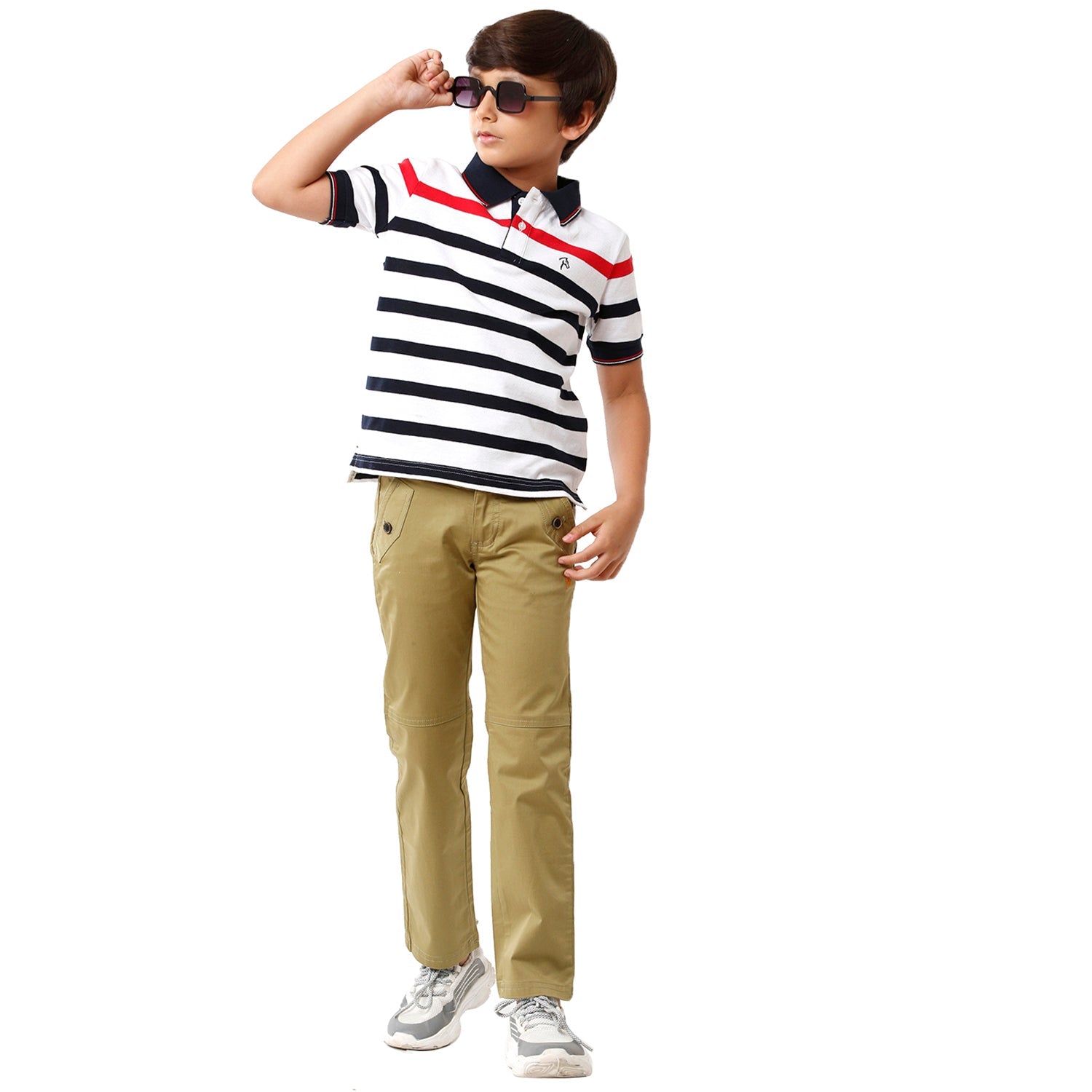 Classic Polo Bro Boys Striped Half Sleeve Slim Fit White Color T-Shirt - BBP 10 T-shirt Classic Polo 