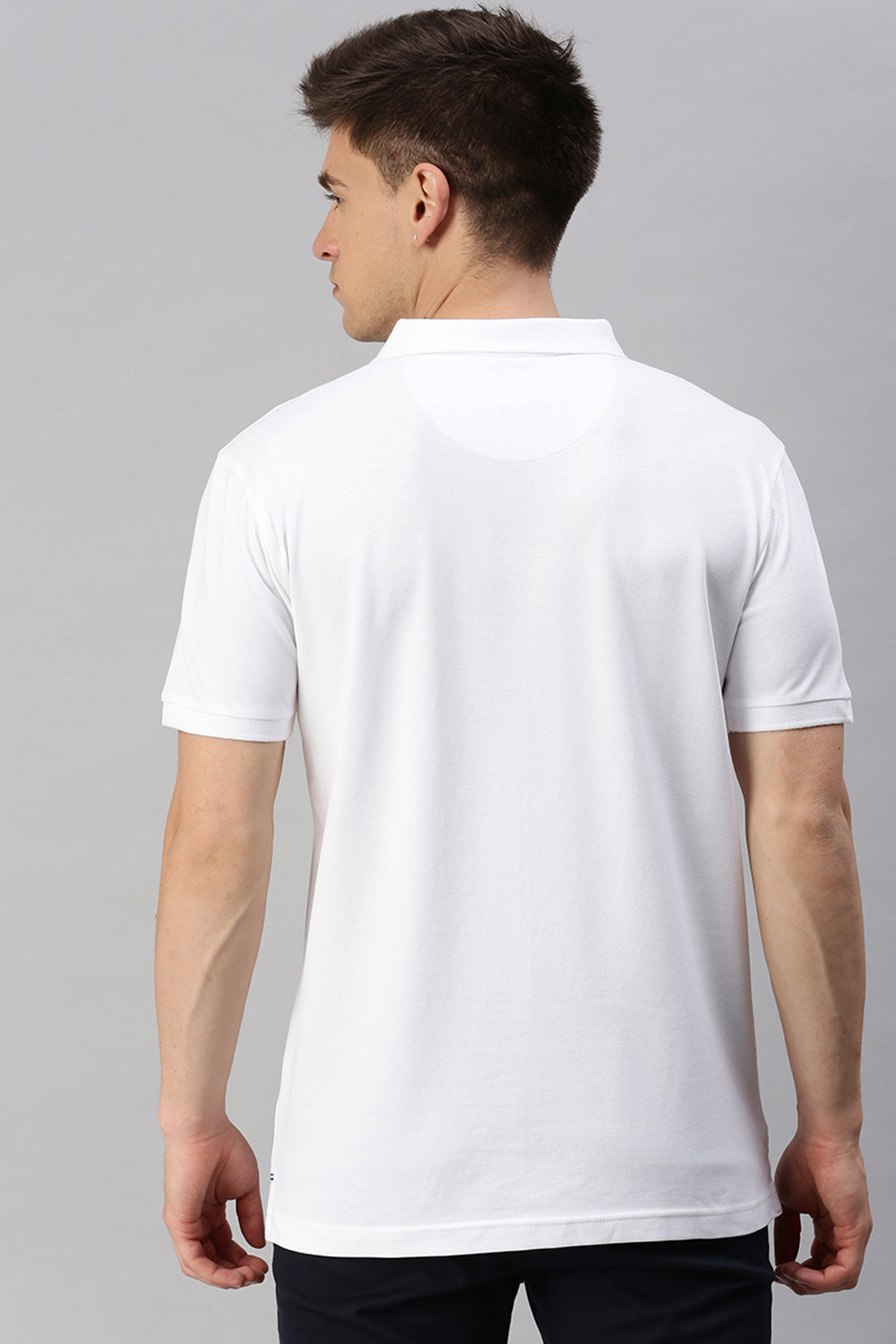 Classic Polo Men's Cotton Half Sleeve Solid Slim Fit Polo Neck White Color T-Shirt | Prm - 743 A