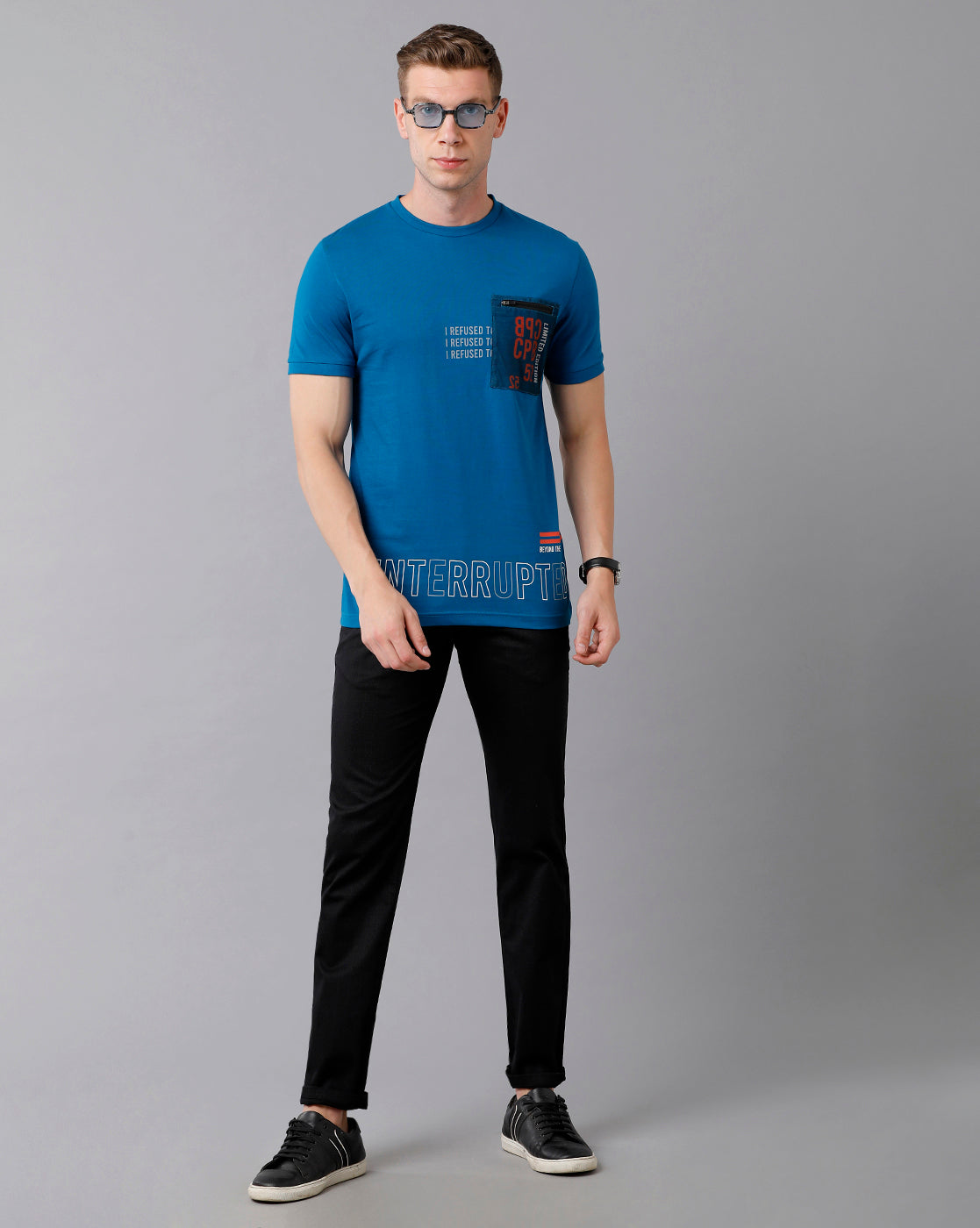 CP BRO Men's Cotton Solid Slim Fit Black Color Trousers | Tbn2-20 C