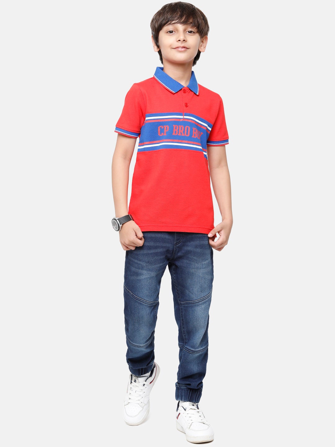 CP Boys Slim Fit Red & Blue Polo Neck T-Shirt T-shirt Classic Polo 