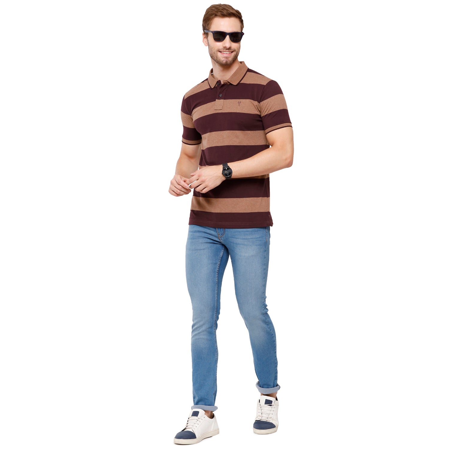 Classic Polo Mens Stripped Half Sleeve Slim Fit Polo Neck T-Shirt (CPEG - 275 A SF P) Classic Polo 