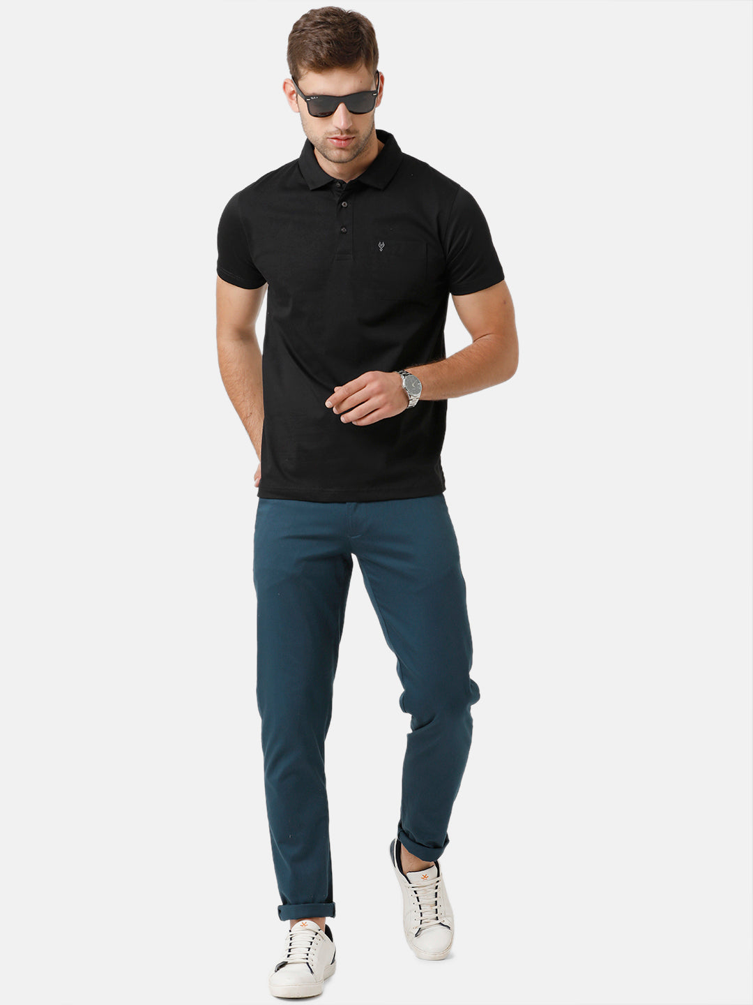 Classic Polo Mens Cotton Solid Half Sleeve Slim Fit Polo Neck Black Color T-Shirt | Unico 74 B