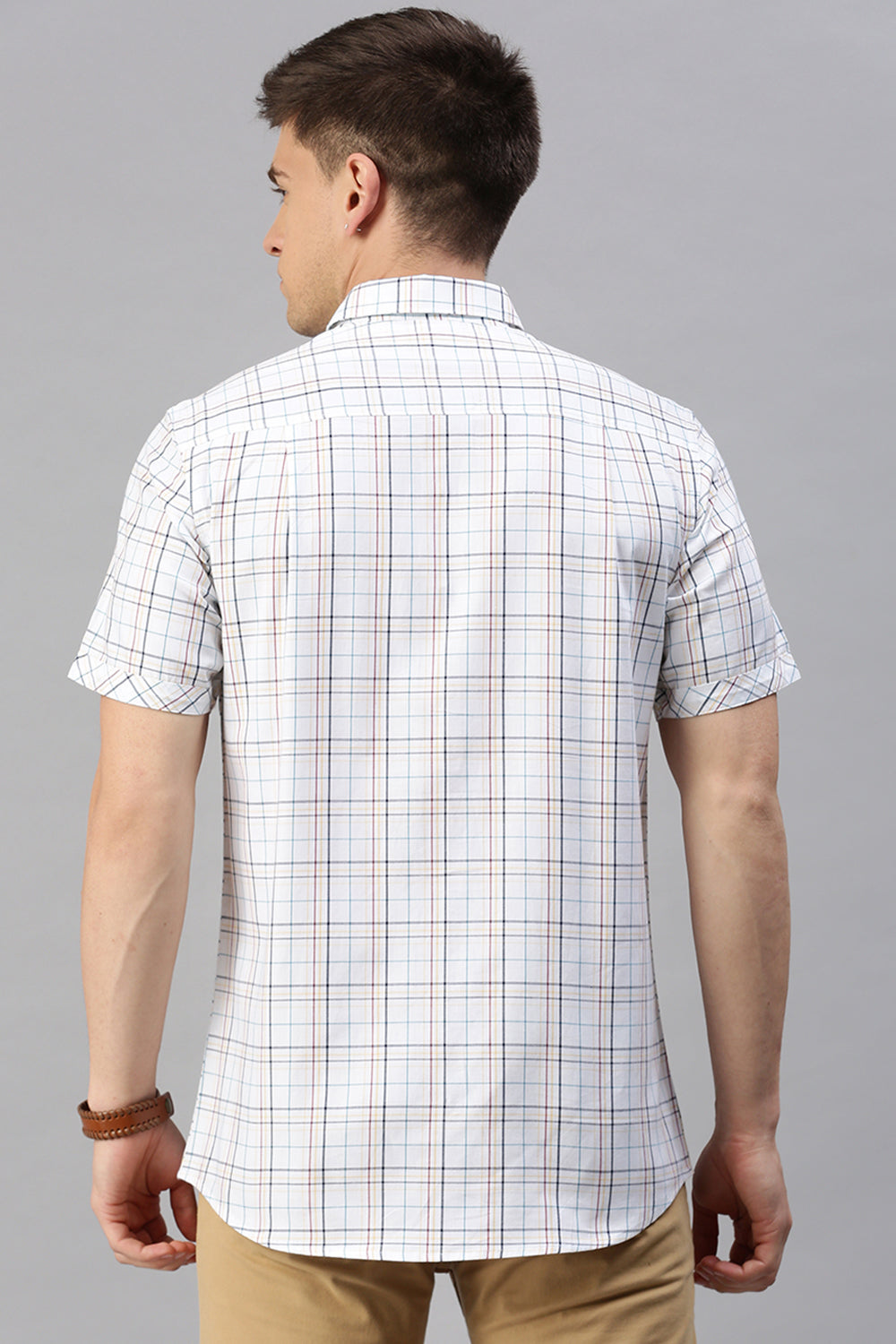 Classic Polo Men's Cotton Half Sleeve Checked Slim Fit Polo Neck Multicolur Woven Shirt | So1-97 A