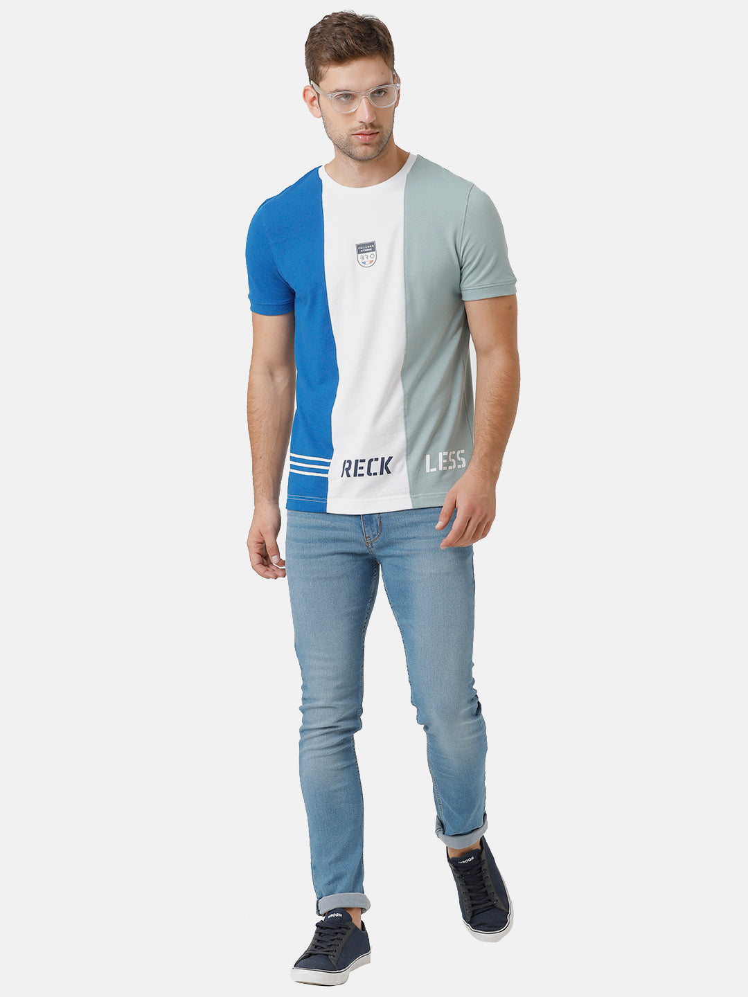 CP BRO Men's Cotton Half Sleeve Color Block Slim Fit Round Neck Multicolor T-Shirt | Brcn 464 B