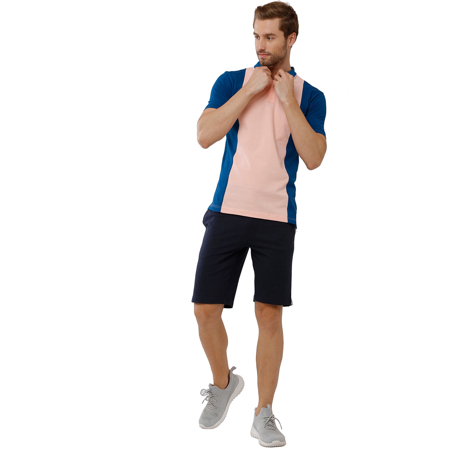 Classic Polo Mens 100% Cotton Solid Slim Fit Navy Color Shorts- Sleque Navy Lounge Wear Classic Polo 