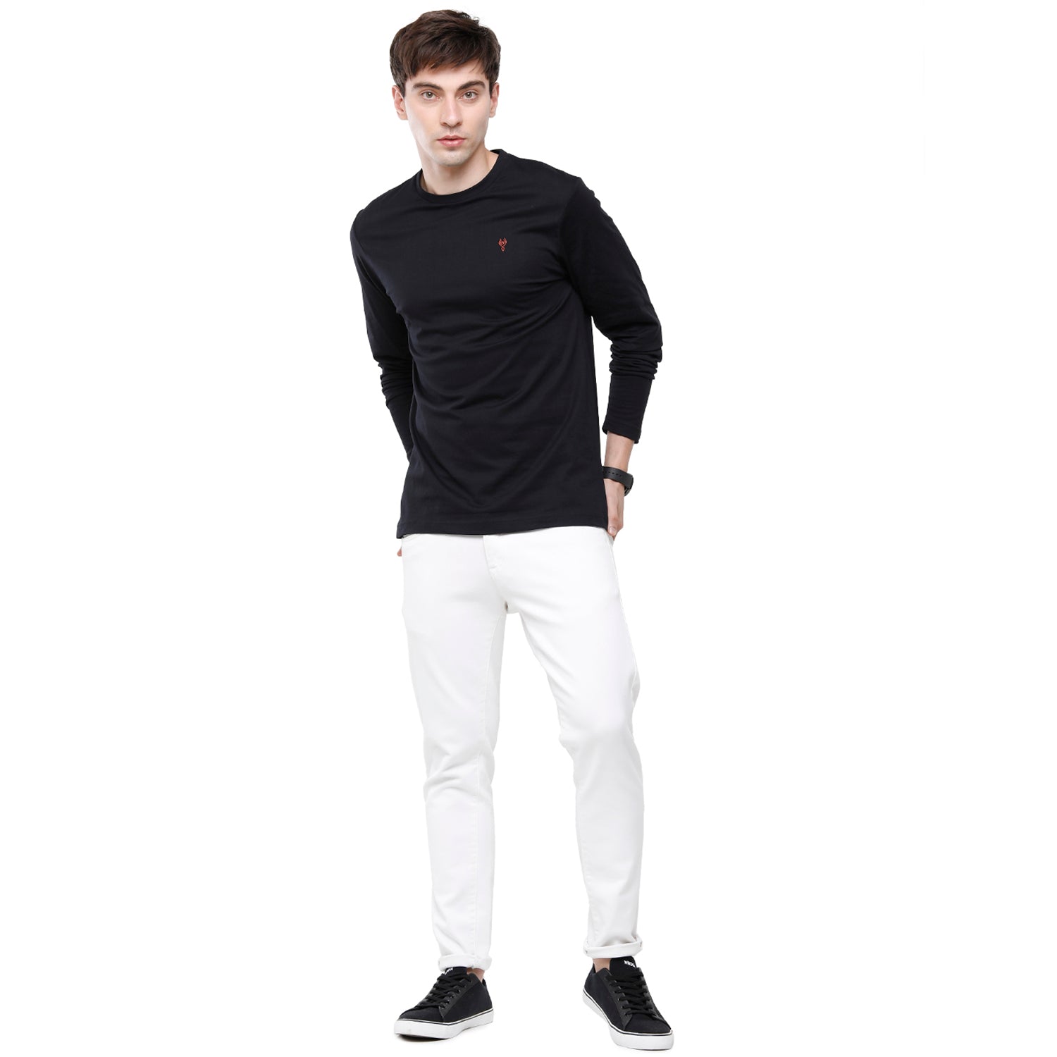 Classic polo Men's Black Single Jersey Crew Neck Full Sleeve Slim Fit T-Shirt - Comet 06 T-shirt Classic Polo 