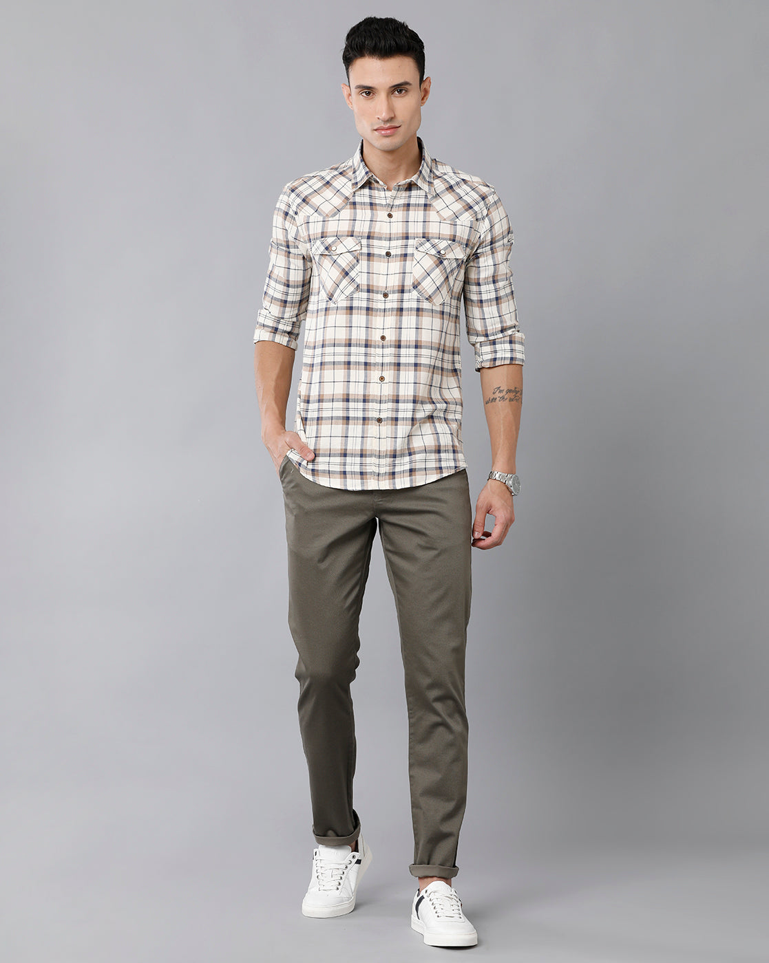 Classic Polo Men's 100% Cotton Moderate Fit Solid Pista Color Trouser | TO1-36 D-PIS