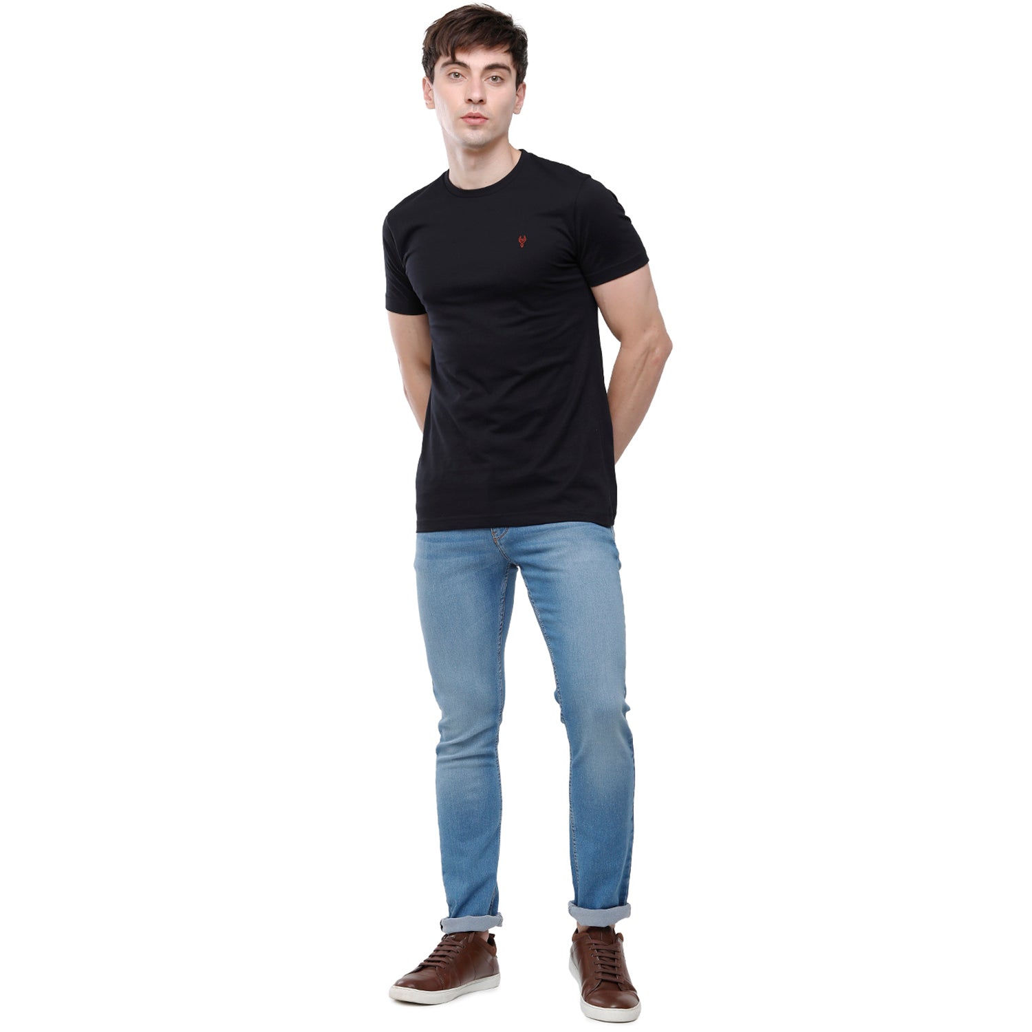 Classic Polo Men's Solid Single Jersey Black Half Sleeve Slim Fit T-Shirt - Kore-09 T-shirt Classic Polo 