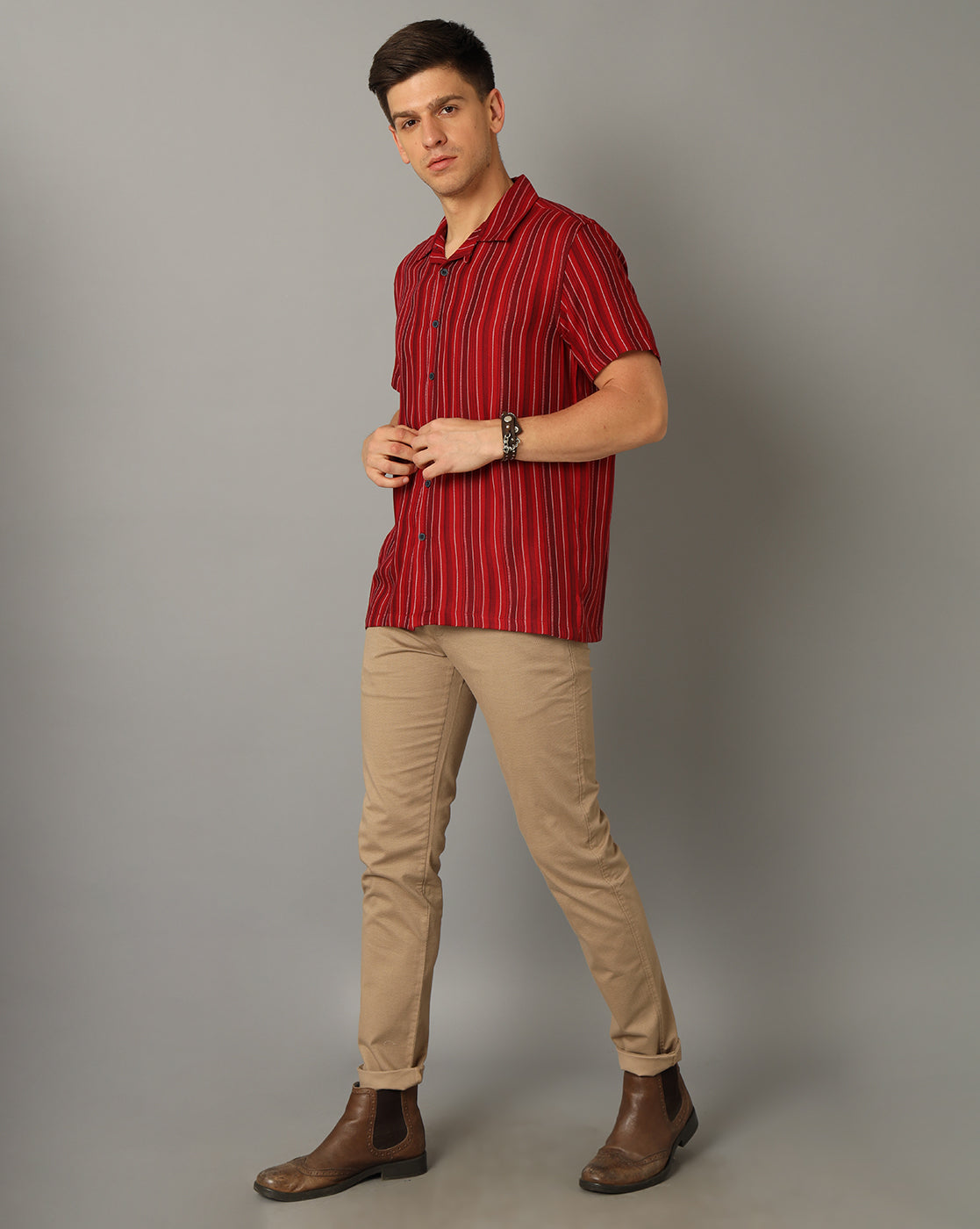 Classic Polo Men's 100% Cotton Moderate Fit Solid Beige Color Trouser | TO1-33 A-BEG