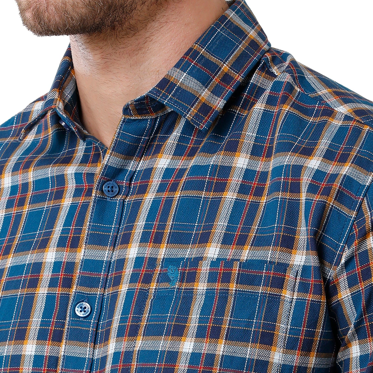 Swiss Club Mens Blue Color Slim Fit Full Sleeve Shirt - S-SC-95 A-FS-CHK-SF Shirts Swiss Club 