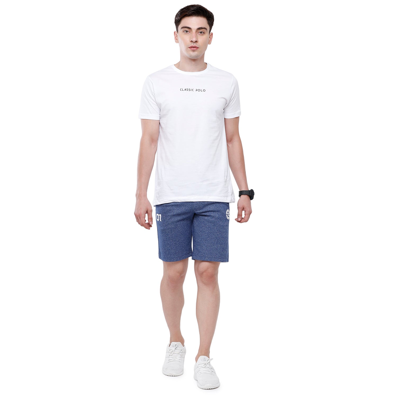 Classic Polo Men's Blue Melange Printed Slim Fit Comfy Shorts - Cielo - 01 B Shorts Classic Polo 