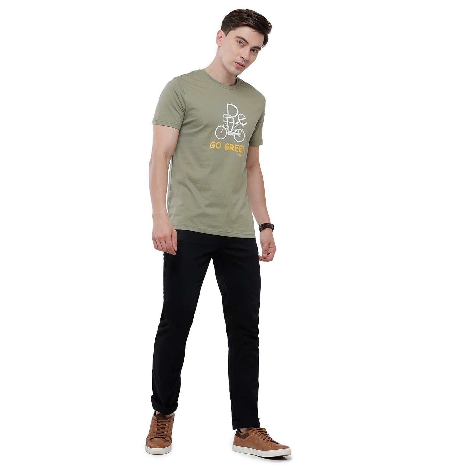 Classic Polo Mens Chest Print Half Sleeve Slim Fit T-Shirt (BALENO - 402 A SF C) T-shirt Classic Polo 