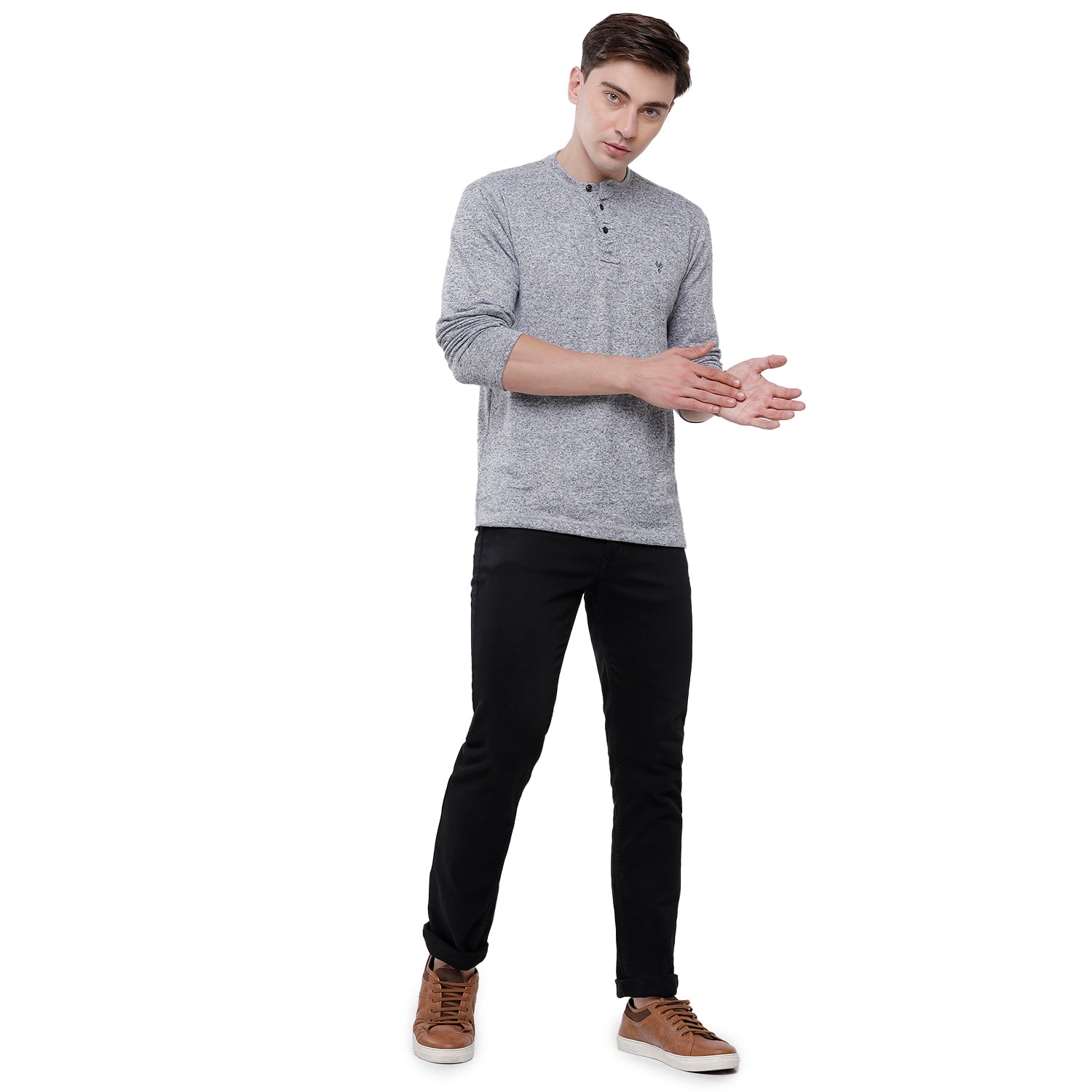 Classic Polo Mens Solid Full Sleeve Slim Fit T-Shirt (VERNO - 271 I SF Y) T-shirt Classic Polo 