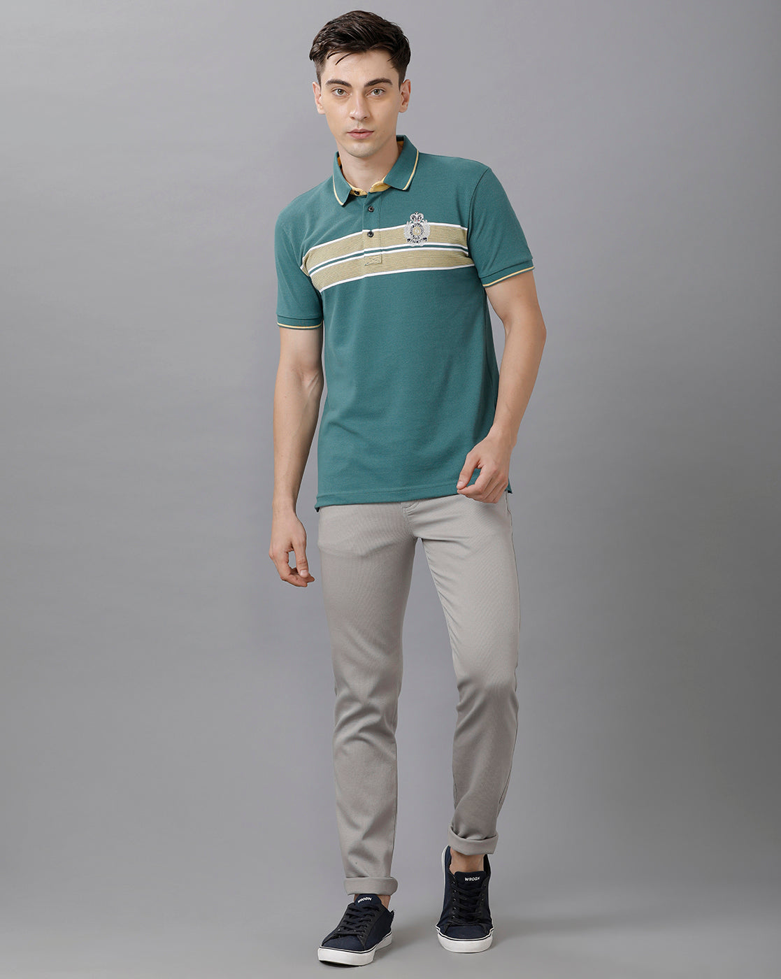 Classic Polo Mens Cotton Blend Striped Half Sleeve Slim Fit Polo Neck Multicolor T-Shirt | Vta 207 A