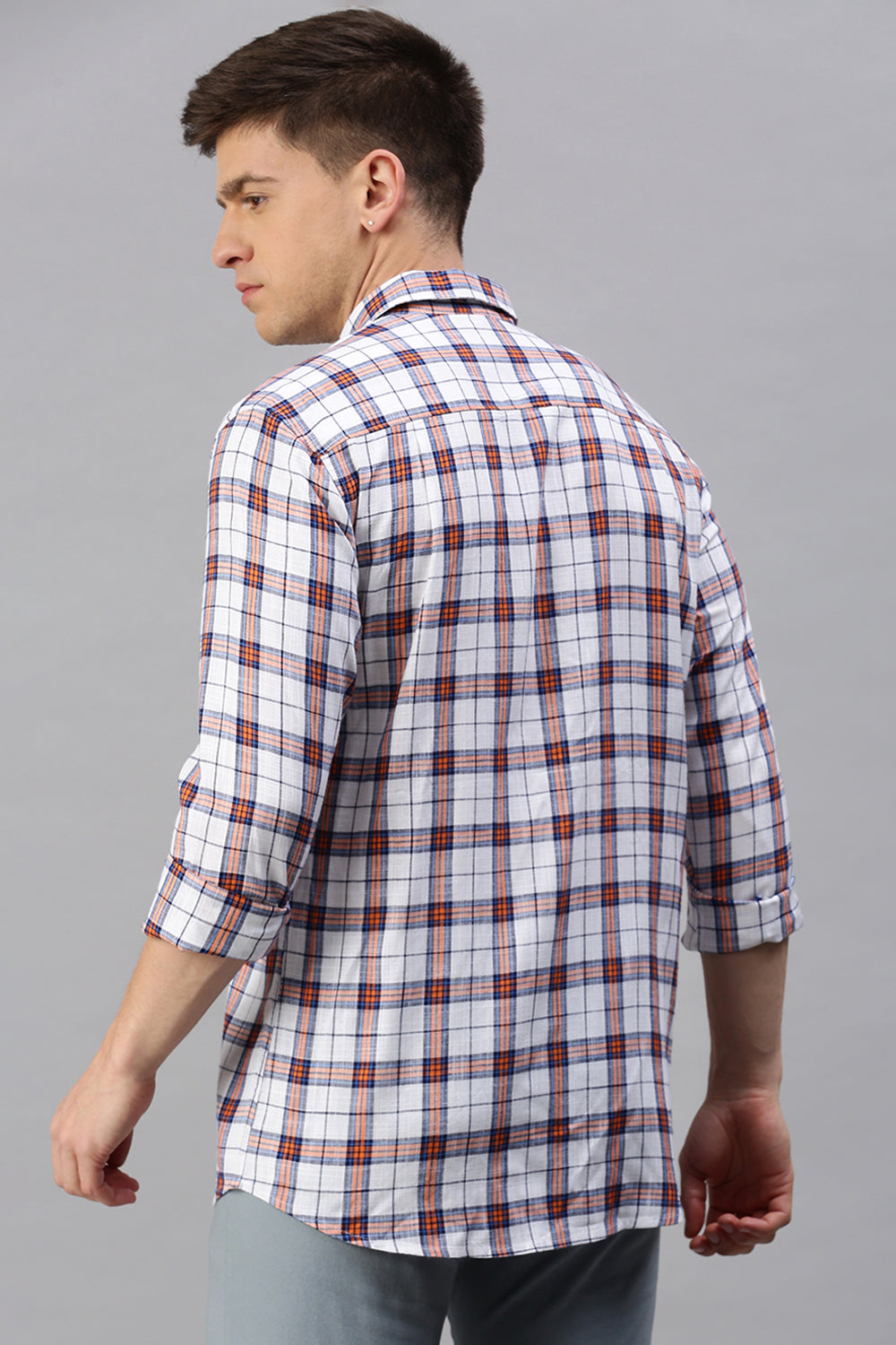 Classic Polo Men's Cotton Full Sleeve Checked Slim Fit Polo Neck Multicolur Woven Shirt | So1-81 B