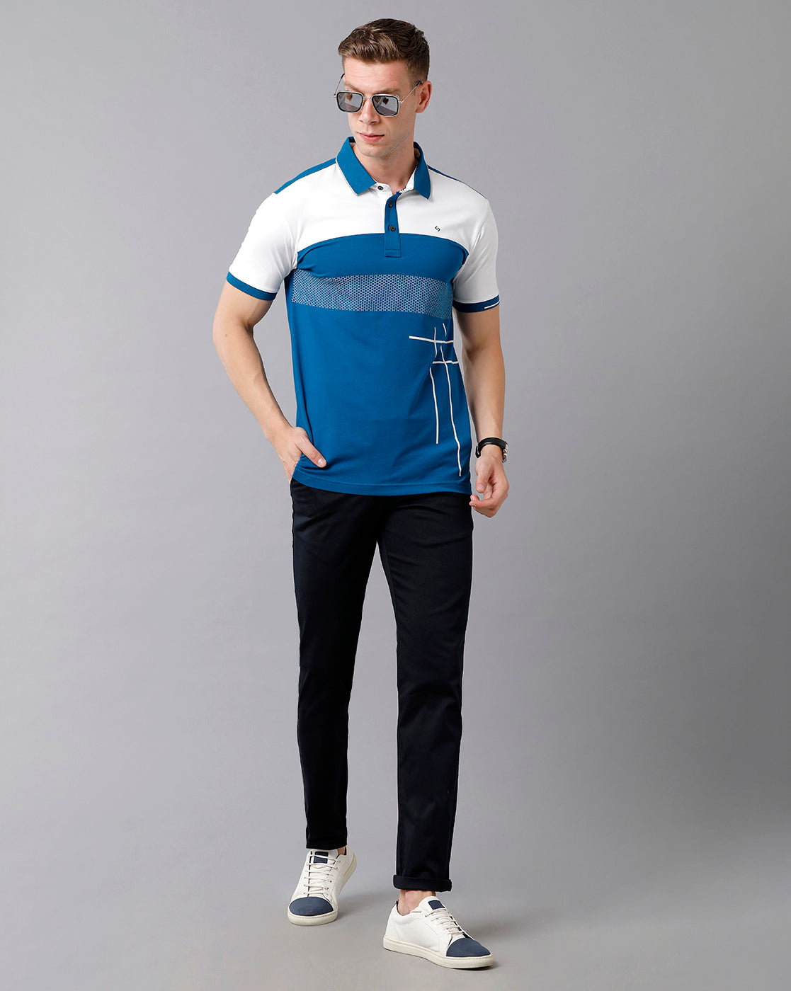 Classic Polo Men's Cotton Color Block Half Sleeve Slim Fit Polo Neck Multicolor T-Shirt | Prm - 727 A
