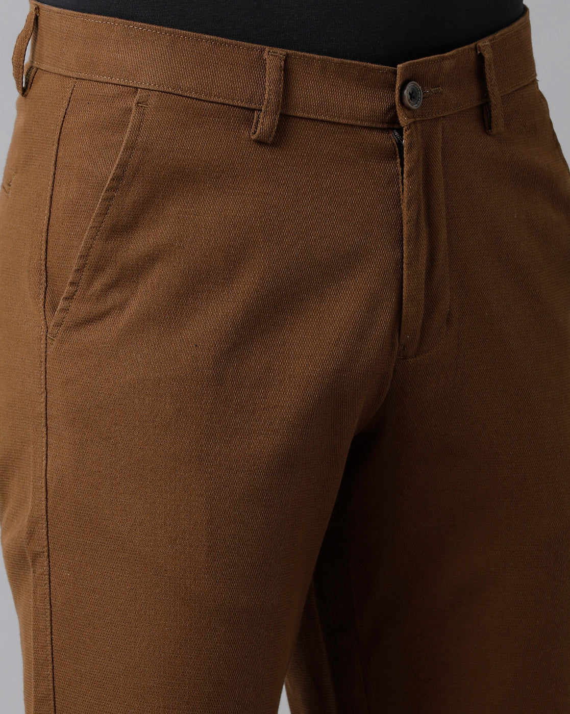 Classic Polo Men's Cotton Solid Slim Fit Brown Color Trousers | Tn2-08 B