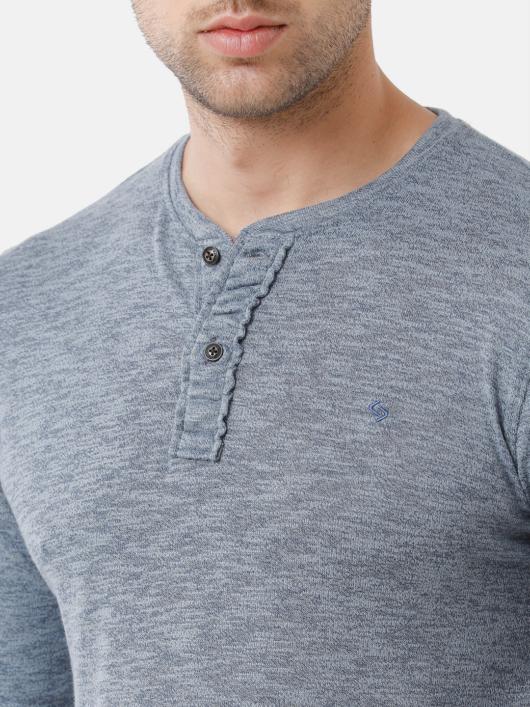 Classic Polo Mens Cotton Full Sleeve Solid Slim Fit Round Neck Grey Color T-Shirt | Verno 309 B