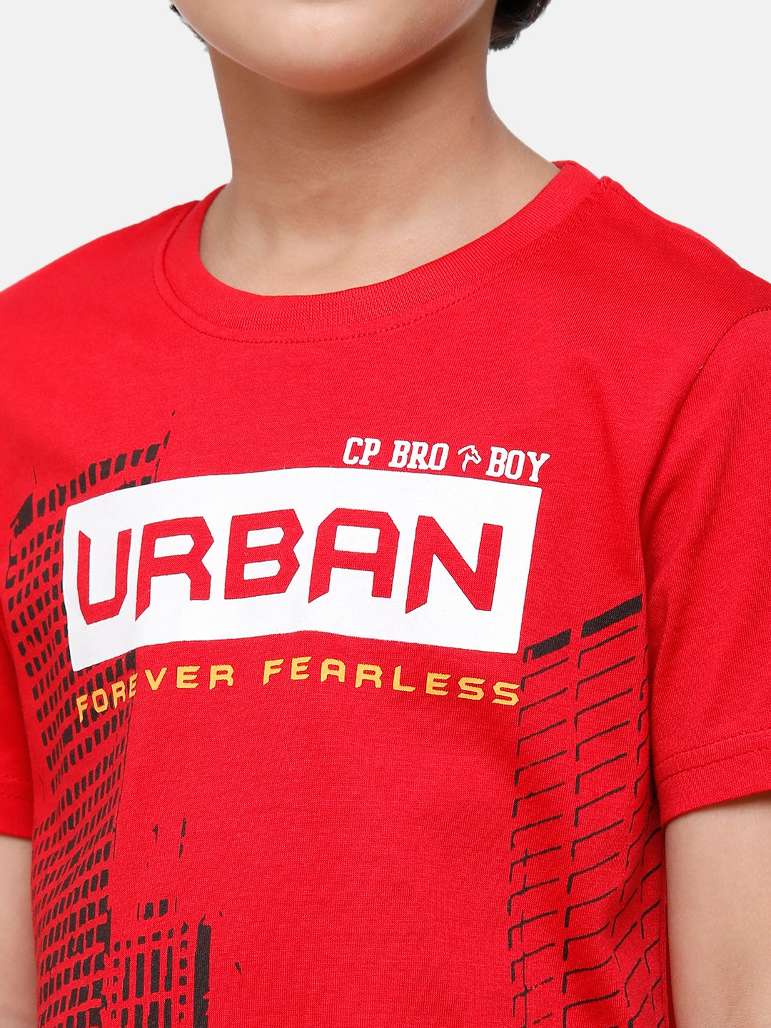 CP Boys Red Printed Slim Fit Round Neck T-Shirt T-shirt Classic Polo 