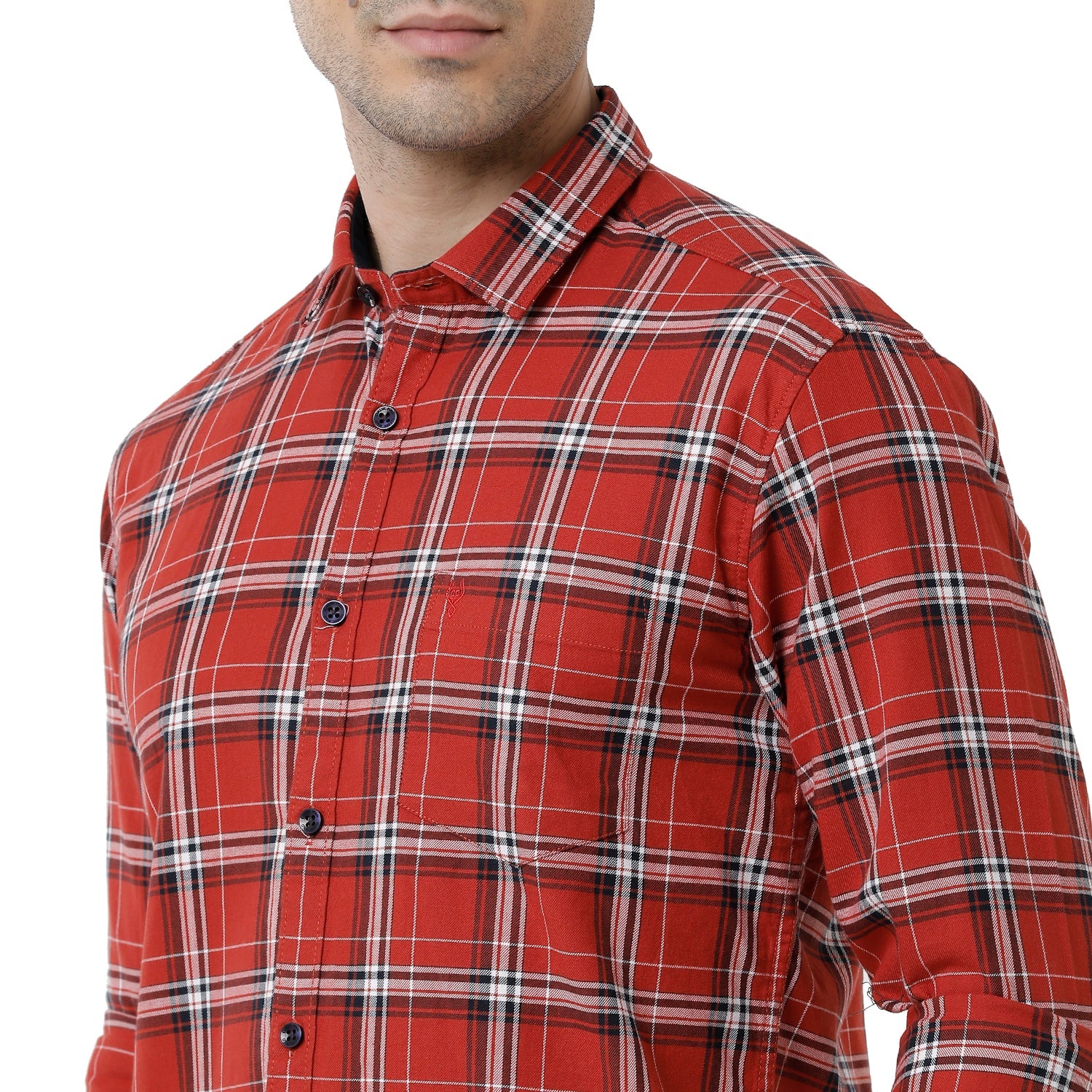 Classic Polo Mens Checked Slim Fit Full Sleeve Red Color Shirt - SN1-138 A Shirts Classic Polo 