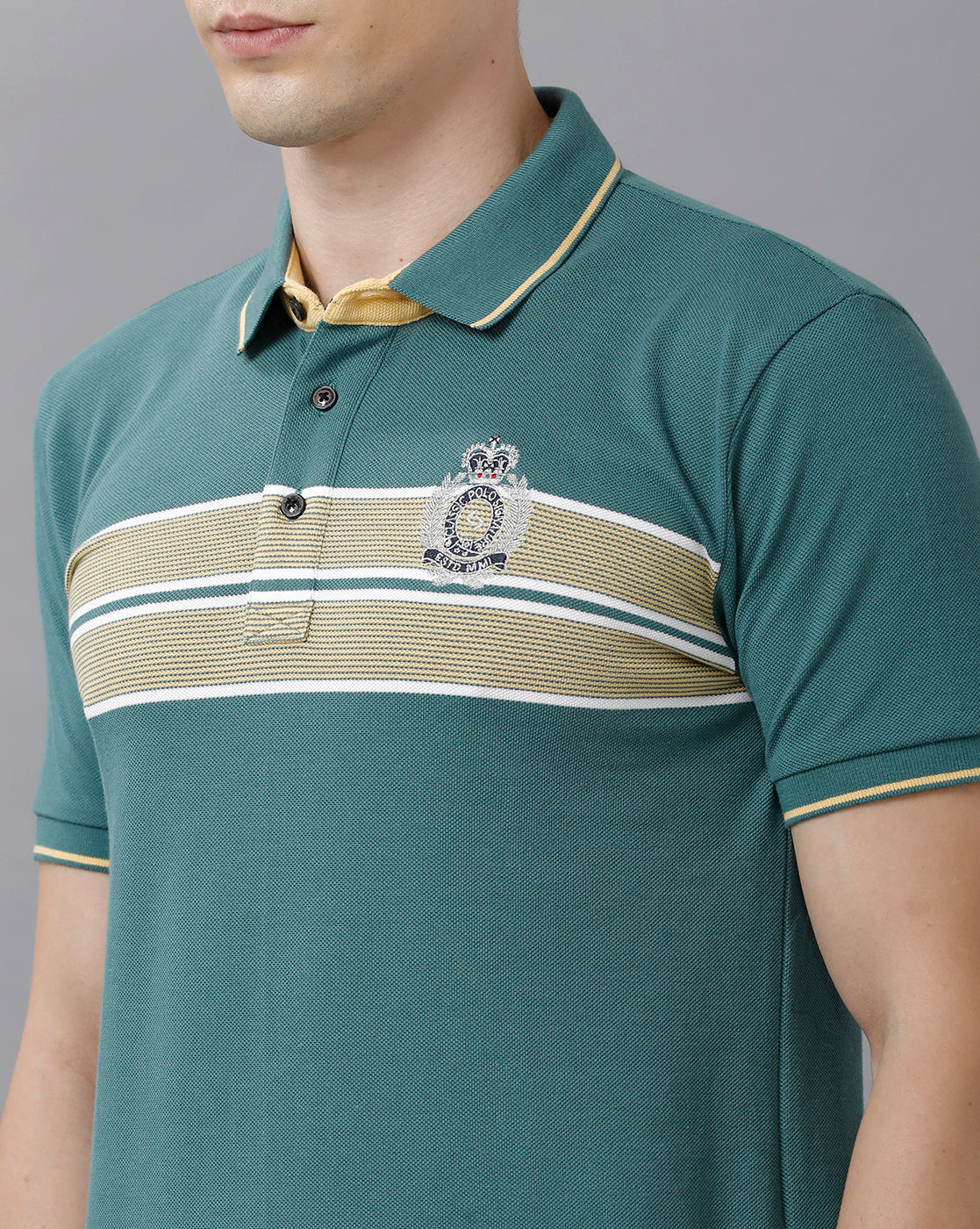 Classic Polo Mens Cotton Blend Striped Half Sleeve Slim Fit Polo Neck Multicolor T-Shirt | Vta 207 A