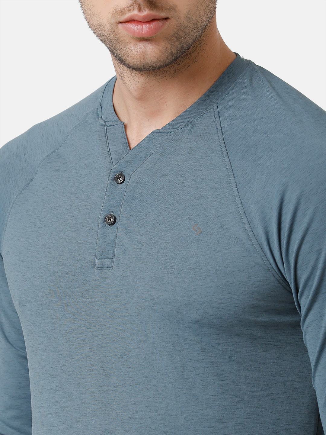 Classic Polo Mens Cotton Full Sleeve Solid Slim Fit Y-Neck Green Color T-Shirt | Verno 304 D