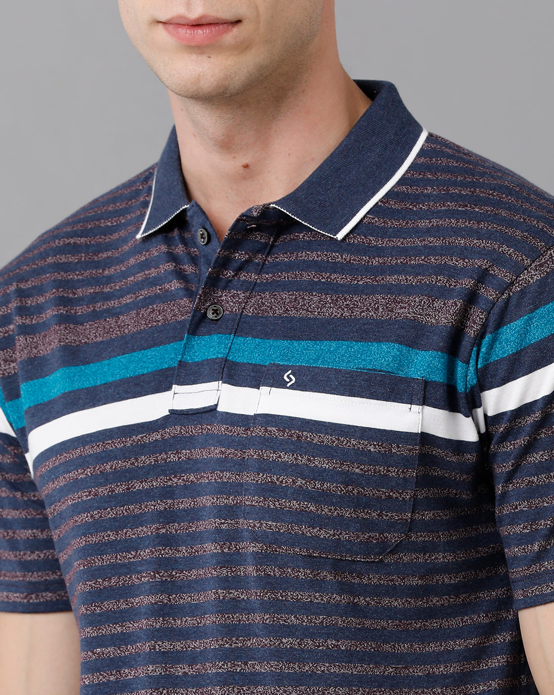 Classic Polo Men's Cotton Blend Striped Authentic Fit Multicolor T-Shirt | Mel - 218 A