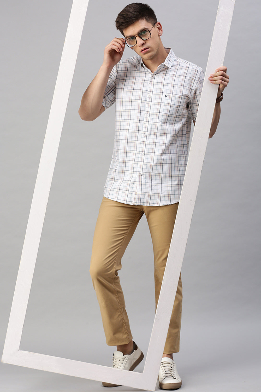 Classic Polo Men's Cotton Half Sleeve Checked Slim Fit Polo Neck Multicolur Woven Shirt | So1-97 A
