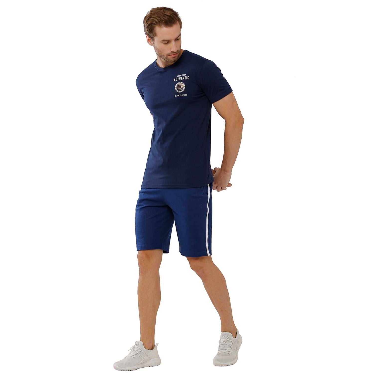 Classic Polo Mens Cotton Slim Fit Crew Neck Blue Color T-Shirt - Baleno 407 A T-shirt Classic Polo 