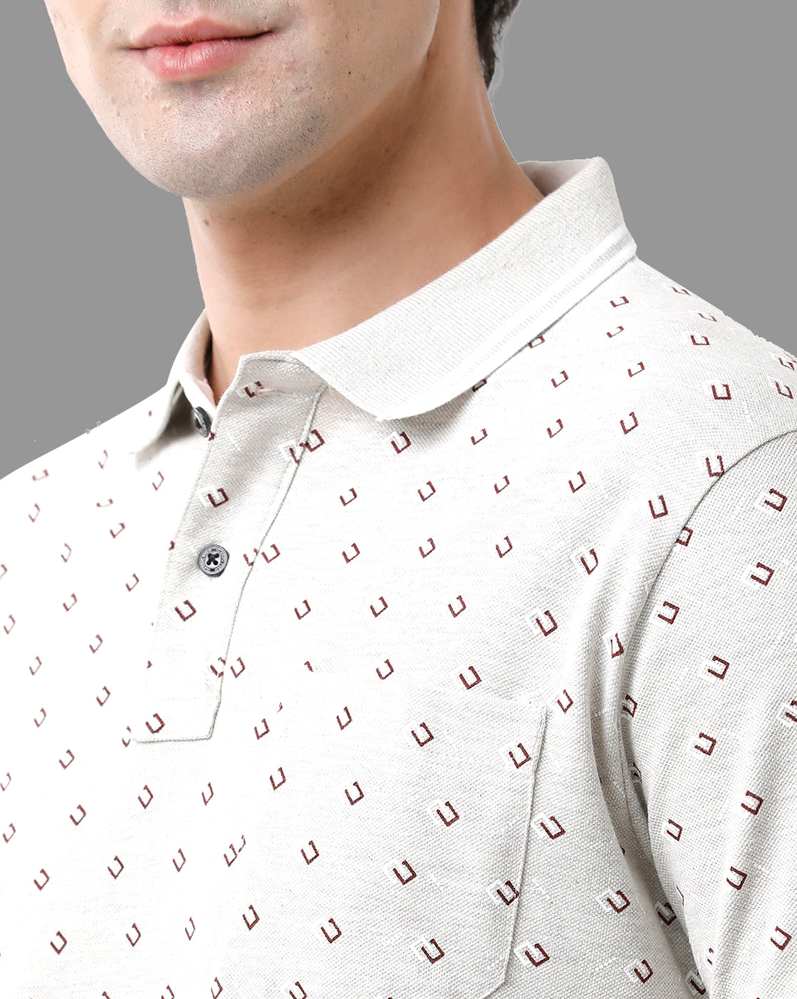 Classic Polo Mens Cotton Half Sleeve Printed Slim Fit Polo Neck Light Grey Color T-Shirt | Beau - 183 A