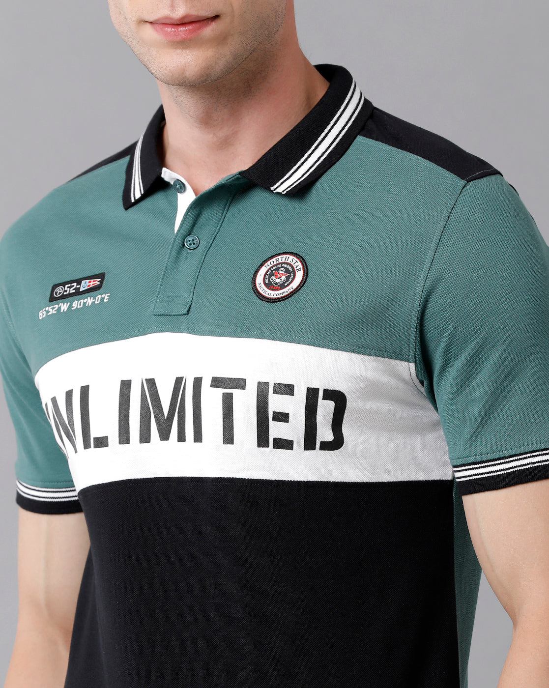CP BRO Men's Cotton Color Block Half Sleeve Slim Fit Polo Neck Green Color T-Shirt | Brp - 339 B