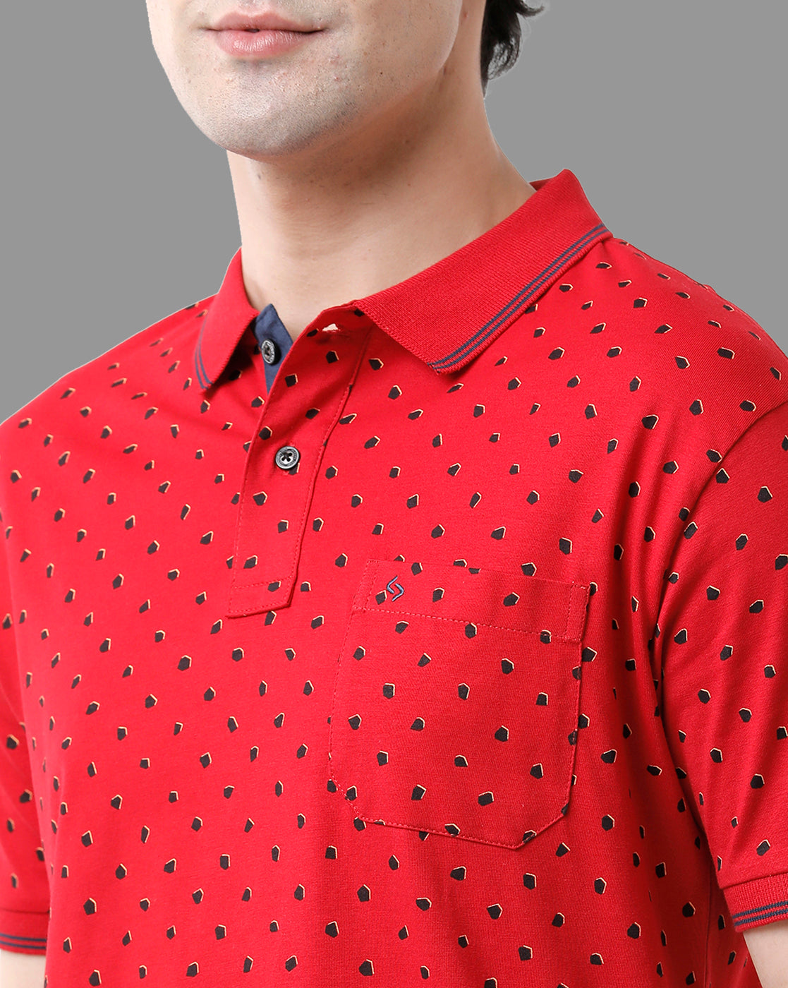 Classic Polo Mens Cotton Half Sleeve Printed Slim Fit Polo Neck Red Color T-Shirt | Bello - 181 A