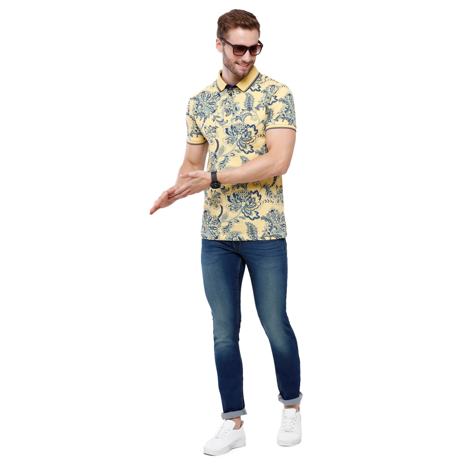 Swiss Club Mens Printed Slim Fit Half Sleeve Polo Neck T-Shirt (STAG - 208 A SF P) T-shirt Swiss Club 