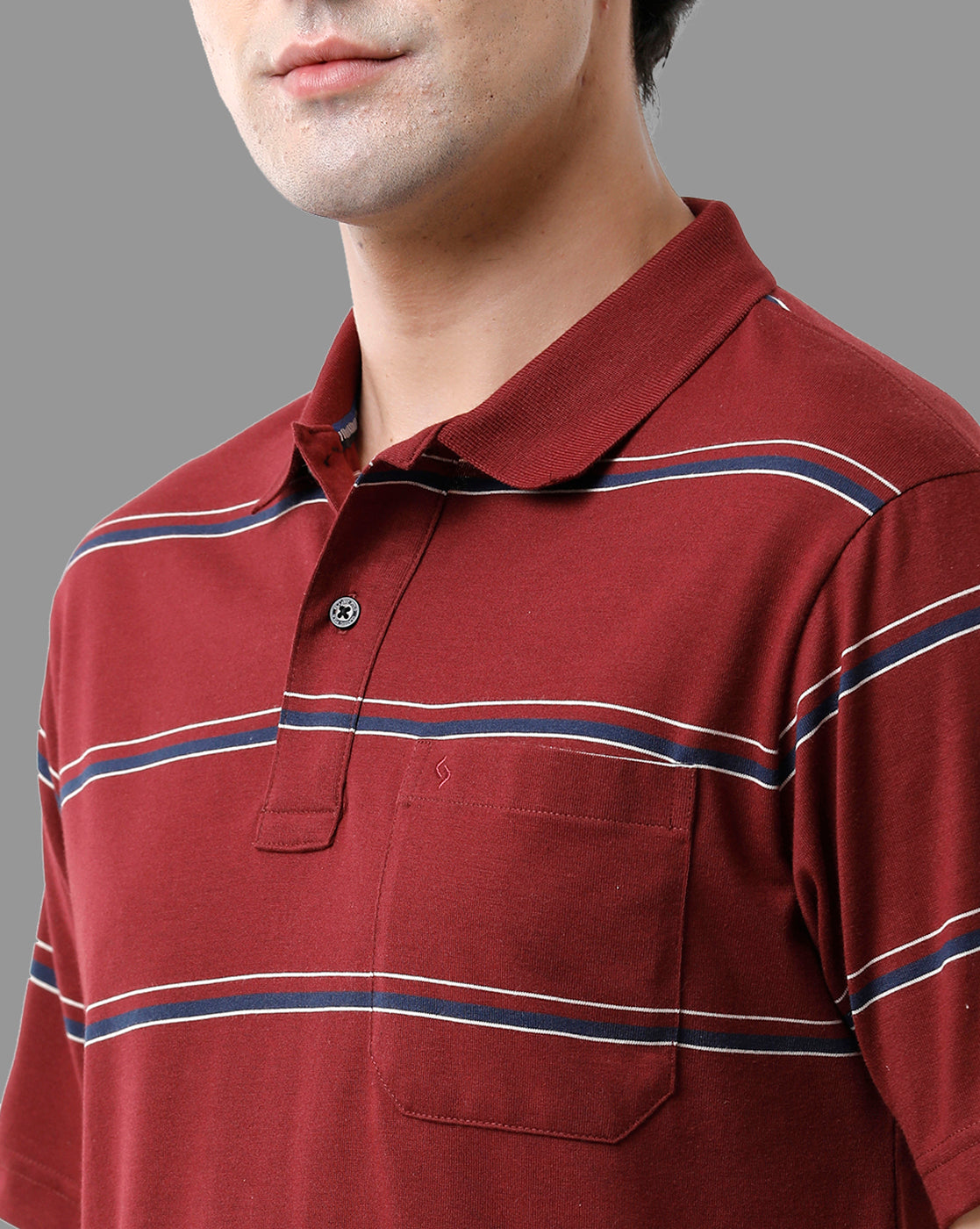 Classic Polo Mens Cotton Blend Half Sleeve Striped Authentic Fit Polo Neck Maroon Color T-Shirt | Avon - 501 A