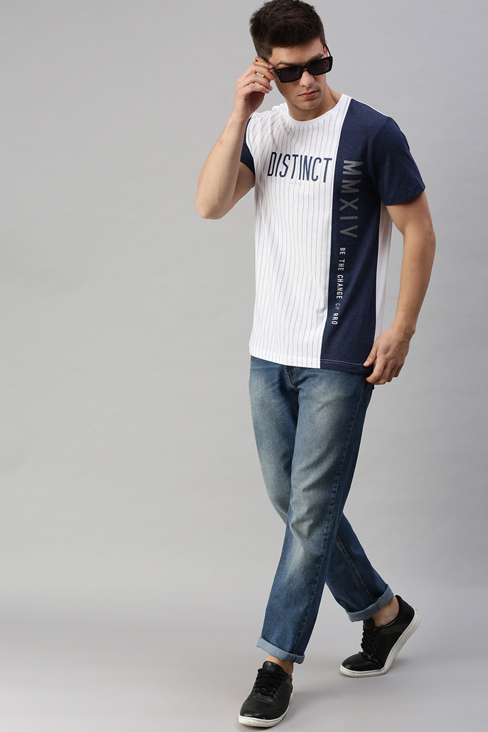CP BRO Men's Cotton Half Sleeve Striped Slim Fit Crew Neck Multicolor T-Shirt | Brcn - 521 B