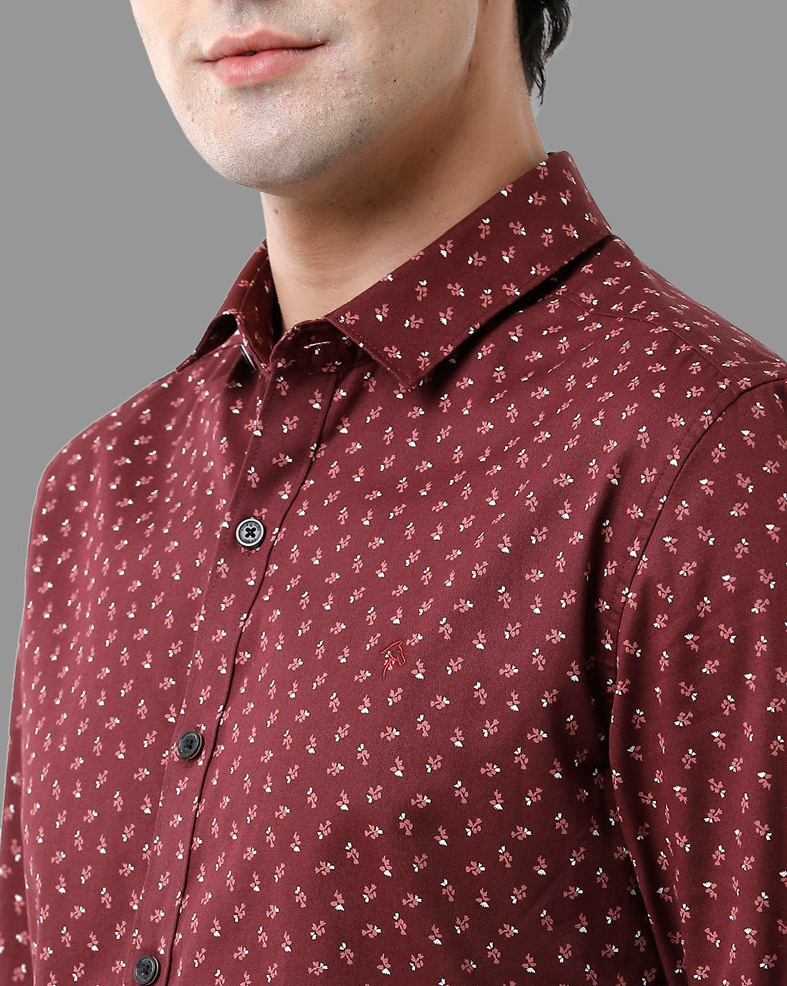 CP BRO Men's Cotton Full Sleeve Printed Slim Fit Polo Neck Brown Color Woven Shirt | Sbn2-65 A