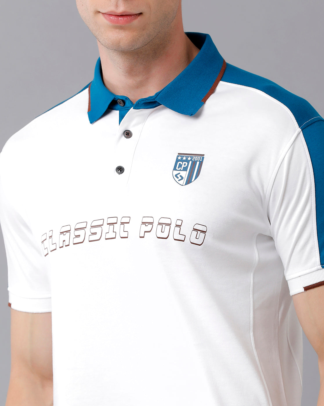 Classic Polo Men's Cotton Printed Half Sleeve Slim Fit Polo Neck White Color T-Shirt | Prm - 730 A