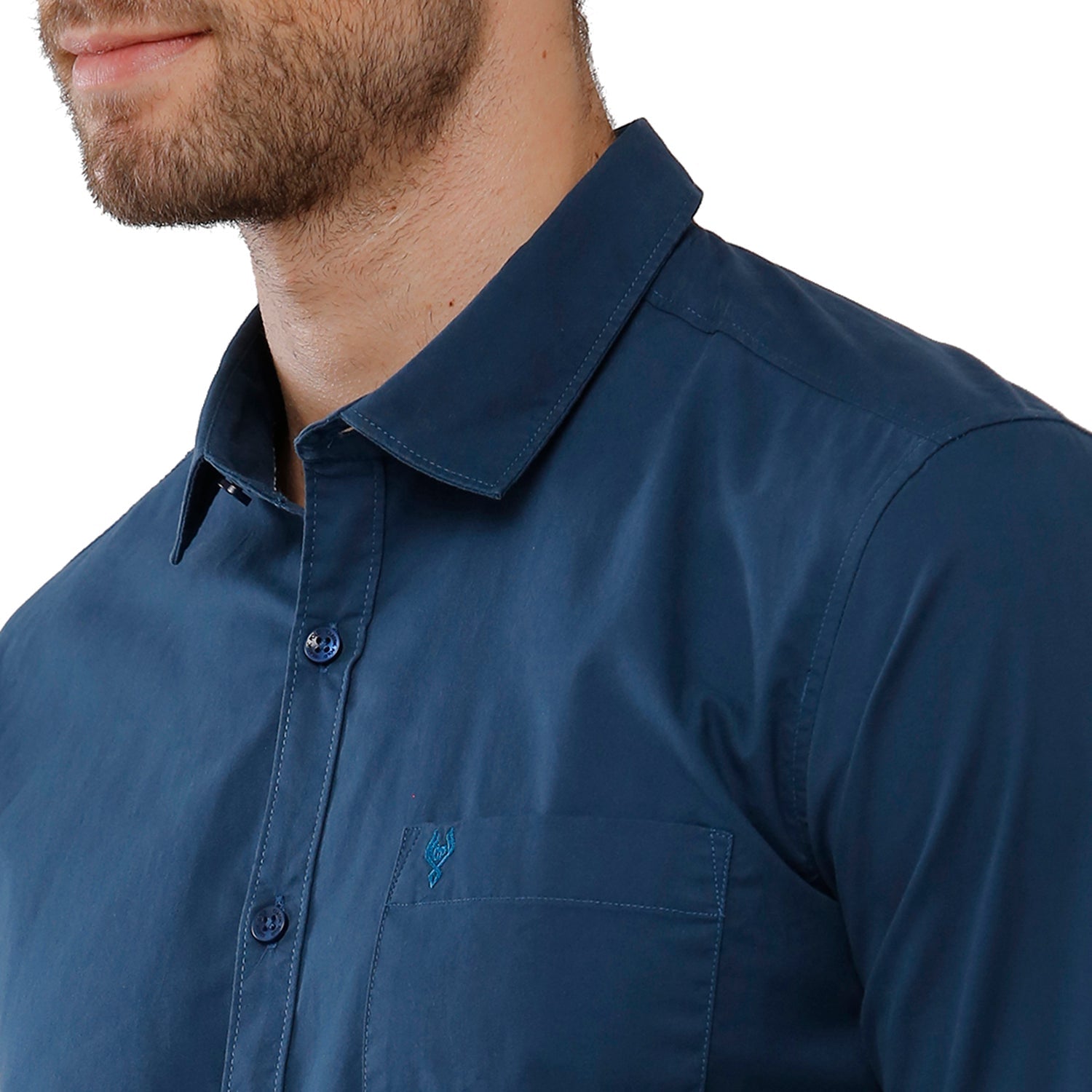 Classic Polo Mens 100% Cotton Solid Slim Fit Navy Blue Color Woven Shirt - SN1 115 E Shirts Classic Polo 