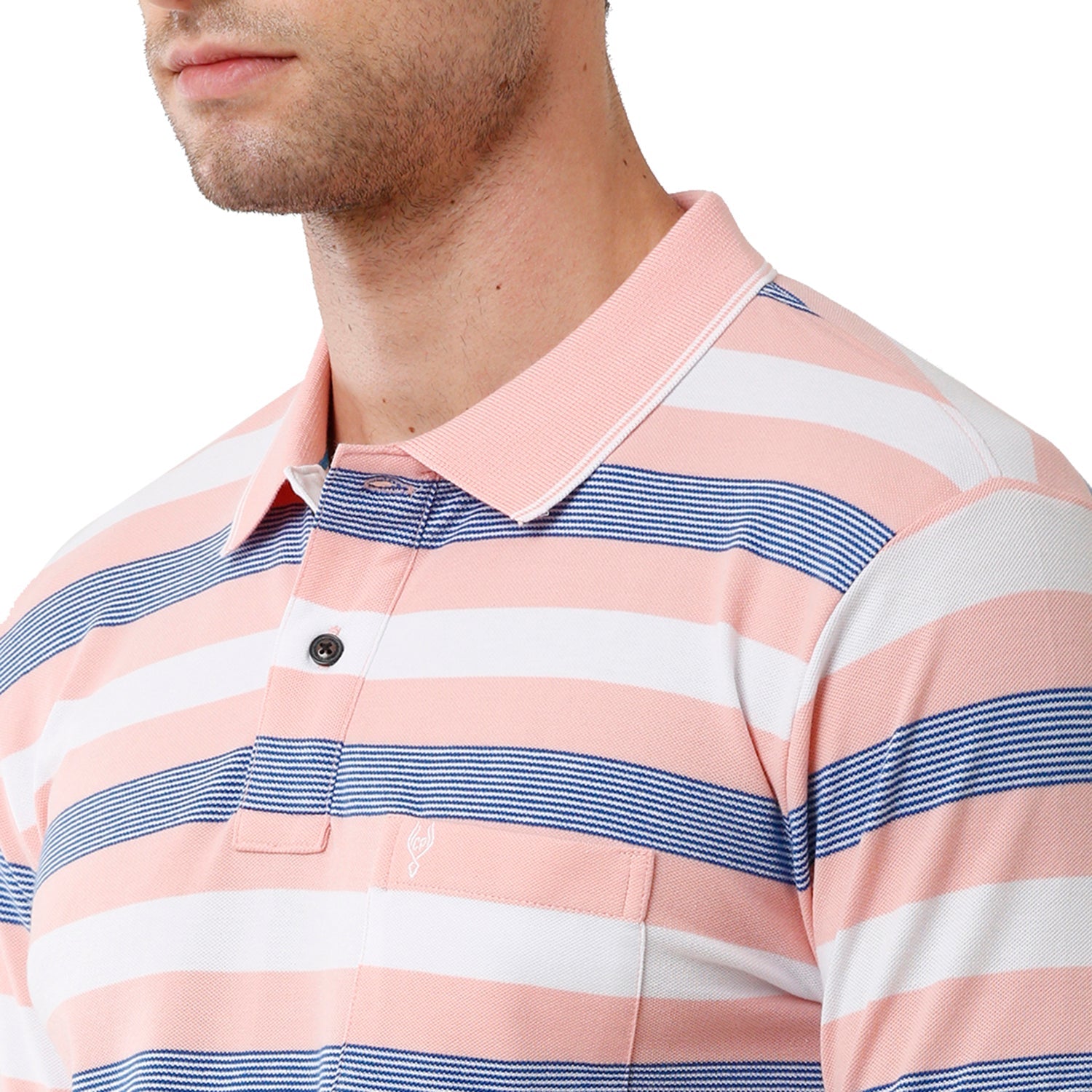 Classic Polo Cotton Striped Pink & Blue Slim Fit Polo Neck T-Shirt Adore - 163 B T-shirt Classic Polo 