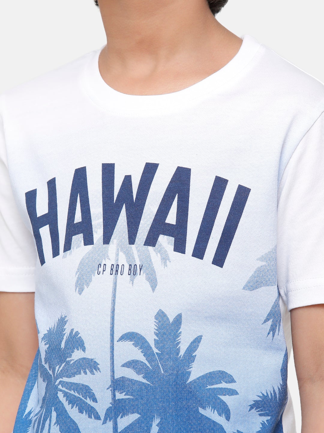 CP Boys White Printed Slim Fit Round Neck T-Shirt T-shirt Classic Polo 