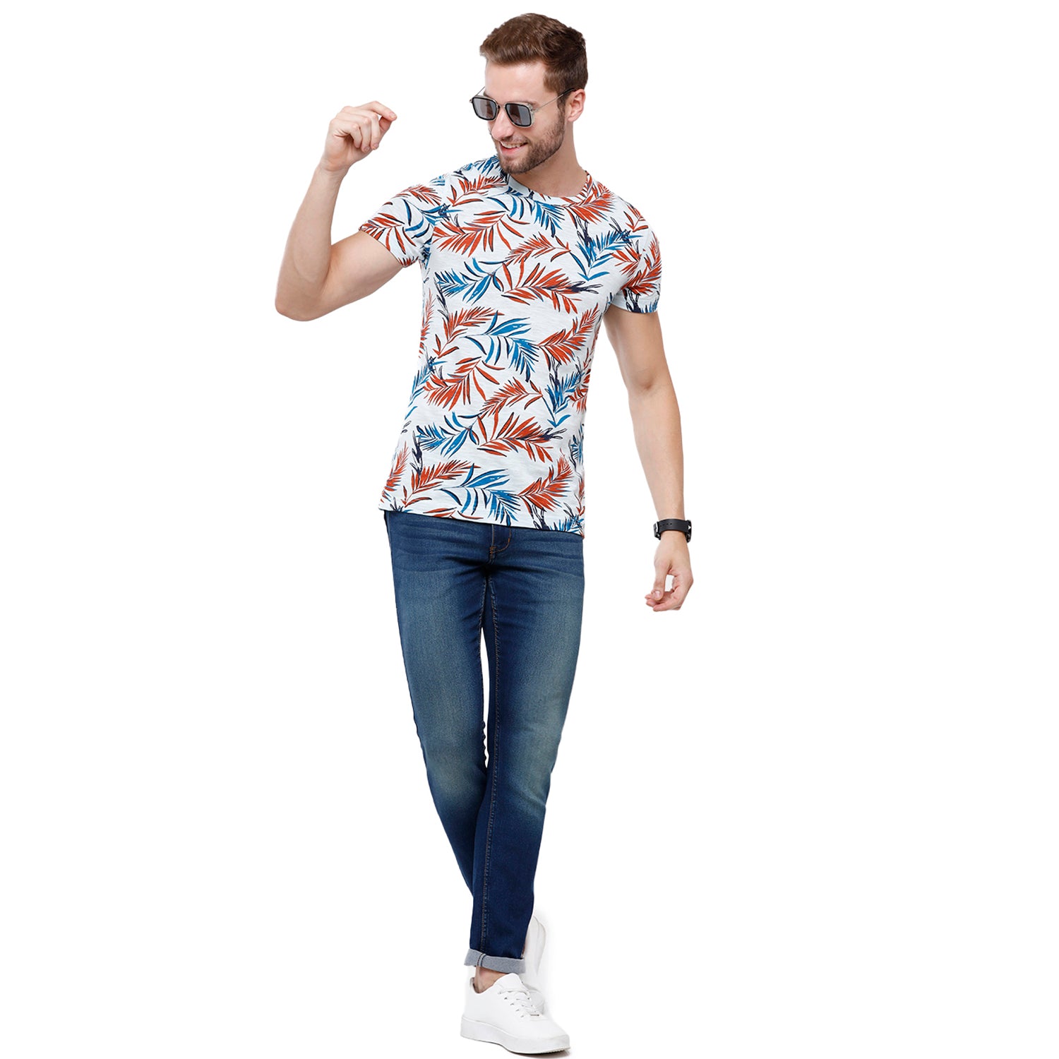 Swiss Club Mens Multi Printed Slim Fit Half Sleeve Round Neck T-Shirt (CUB - 47 B SF C) T-shirt Swiss Club 