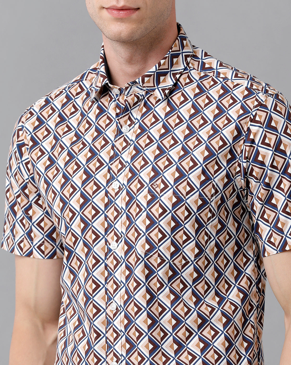 Classic Polo Men's Cotton Printed Half Sleeve Slim Fit Polo Neck Multicolor Woven Shirt | Sfd2- 26