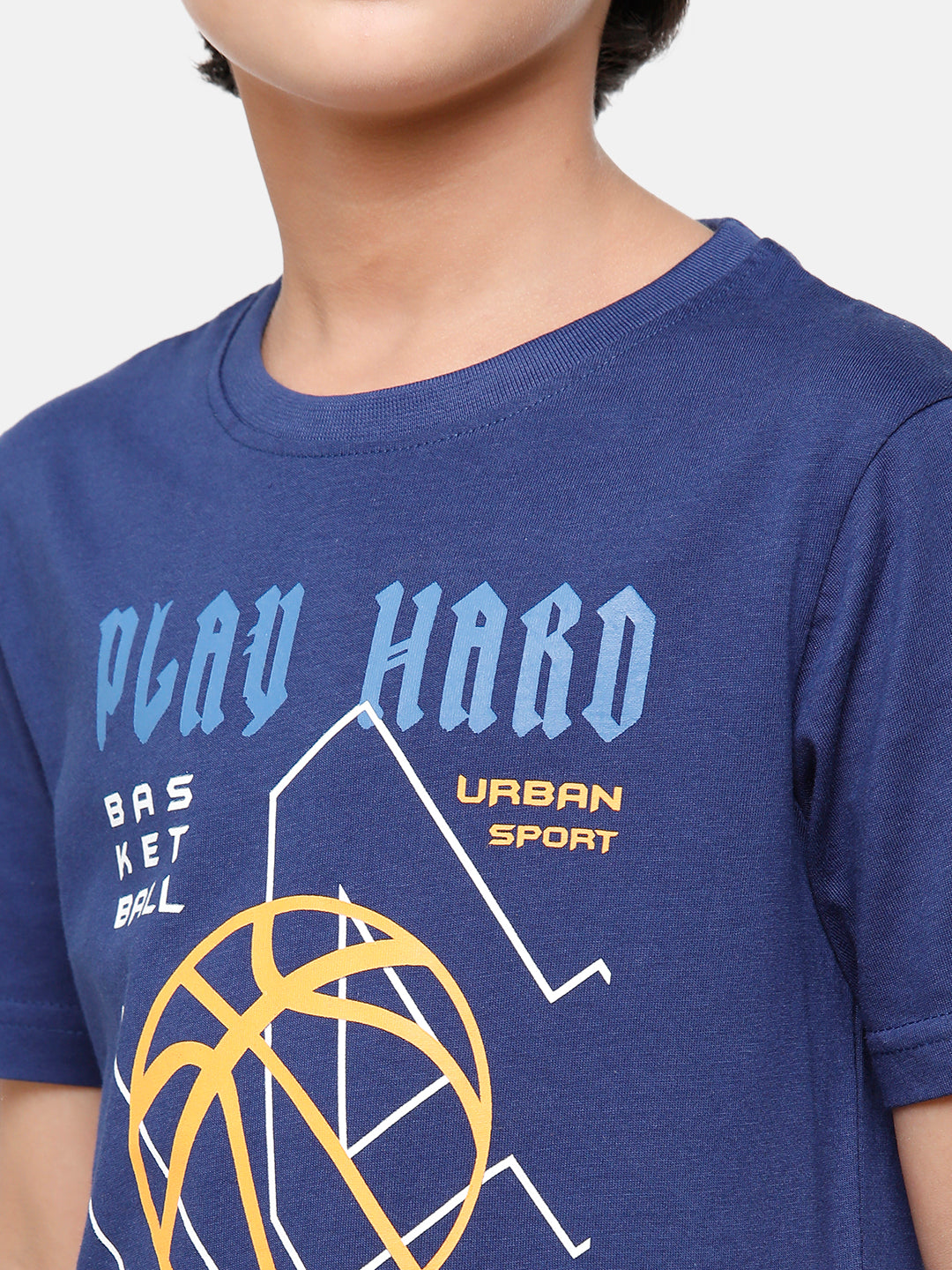 CP Boys Blue Printed Slim Fit Round Neck T-Shirt T-shirt Classic Polo 