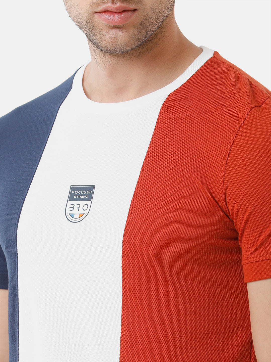 CP BRO Men's Cotton Half Sleeve Color Block Slim Fit Round Neck Multicolor T-Shirt | Brcn 464 A