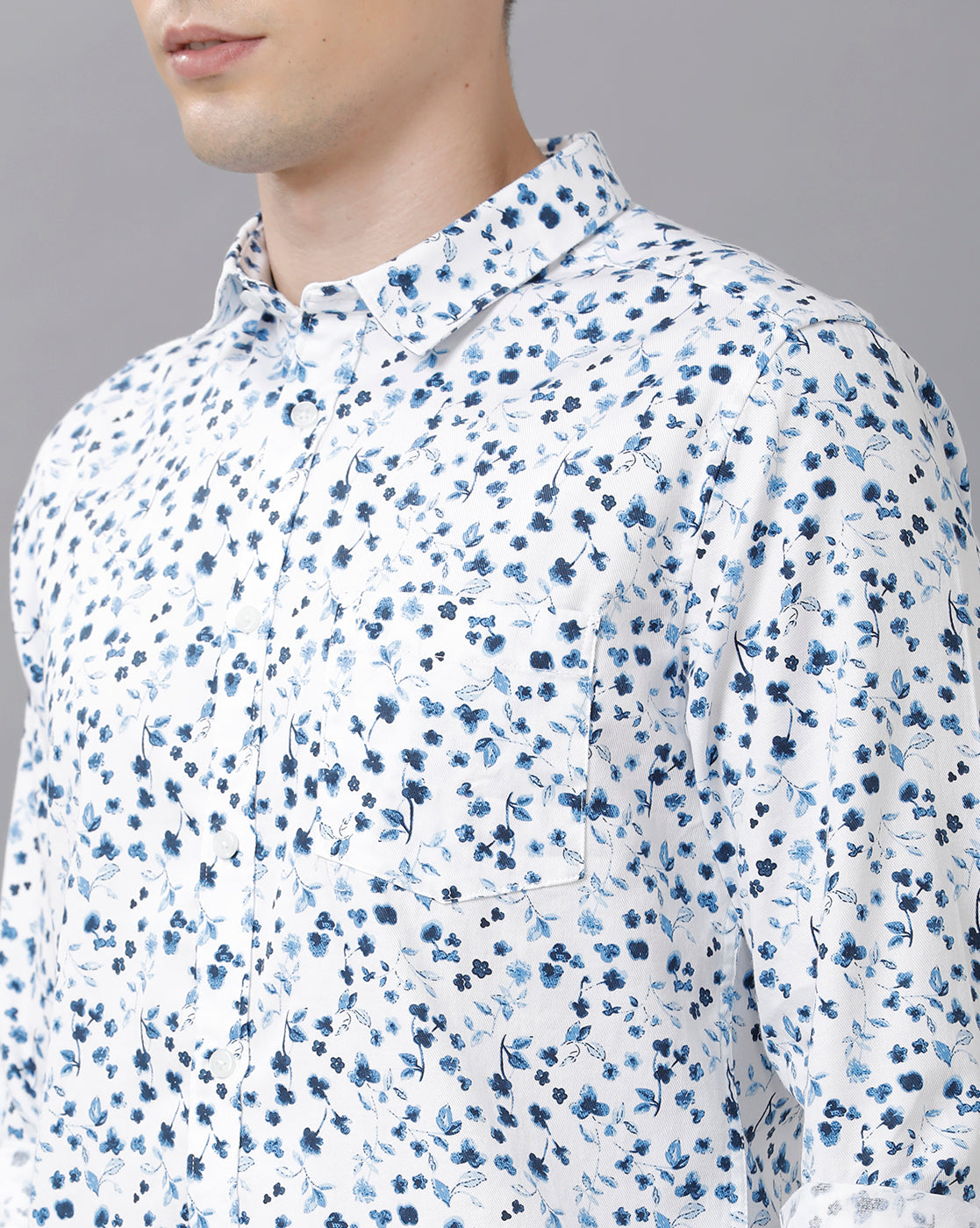 CP BRO Men's Cotton Printed Full Sleeve Slim Fit Polo Neck White Color Shirt | Sbn1 65 A