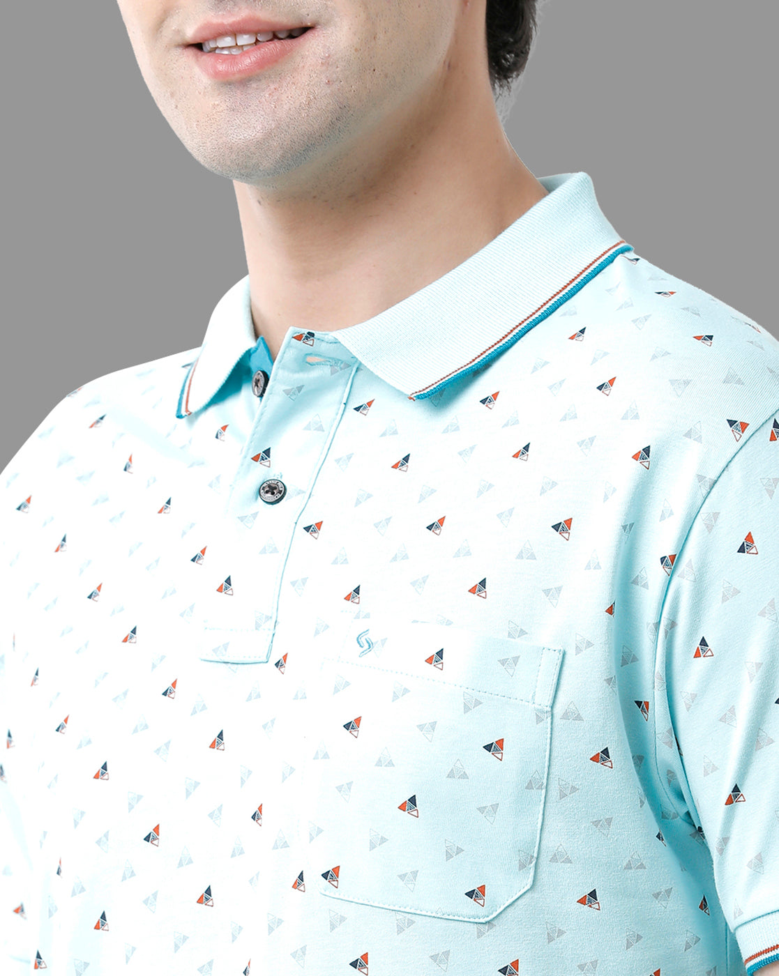 Classic Polo Mens Cotton Half Sleeve Printed Slim Fit Polo Neck Sky Blue Color T-Shirt | Bello - 174 B