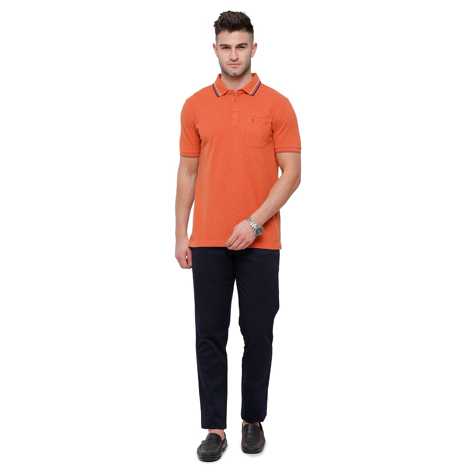 Classic polo Men's Orange Melange Polo Half Sleeve Slim Fit T-Shirt - Toza-Orange Mel T-shirt Classic Polo 