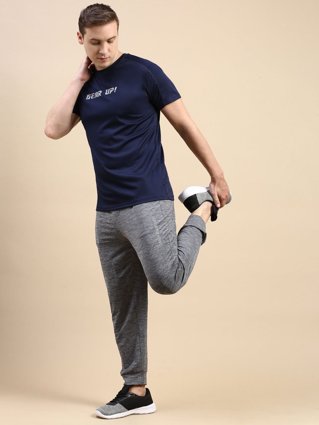 Classic Polo Men's Round Neck Polyster Navy Slim Fit Active Wear T-Shirt